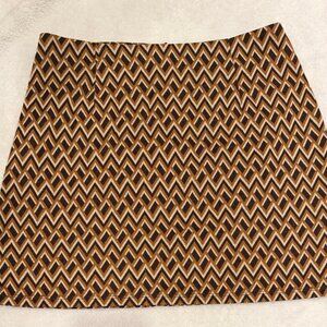 Retro Geometric Print Knit Mini Skirt Alter’d State Brown Black Medium